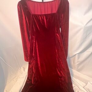 Elegant Red Velvet Dress